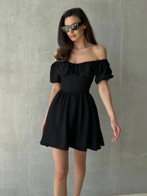 VILZSTUDIOS Elegant One Shoulder Puff Sleeve Dress