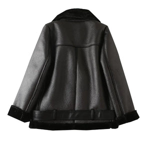VILZSTUDIOS Warm Fur Collar Rider Jacket
