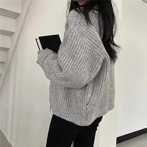 VILZSTUDIOS Chic Oversized Zipped-Up Cardigan