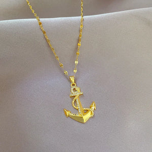 VILZSTUDIOS 316 Stainless Steel Ship's Anchor Pendant Necklace