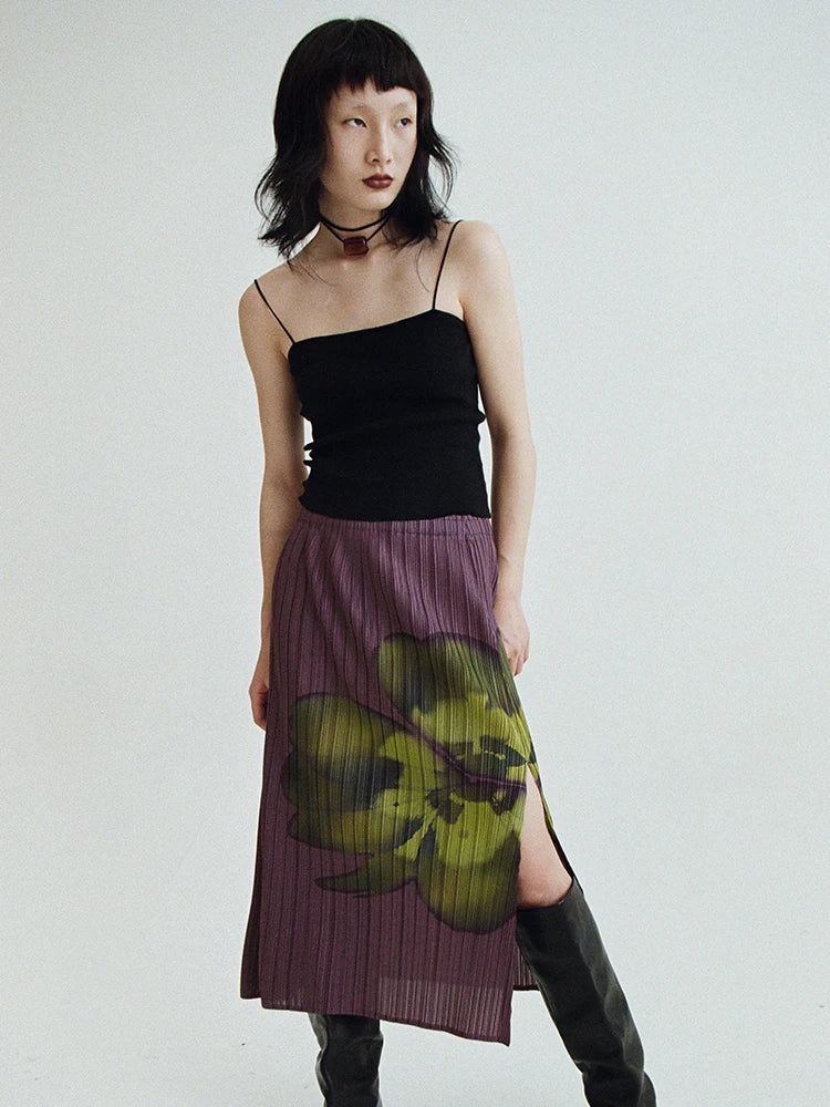 VILZSTUDIOS Pleated Floral Purple Summer Outfit Set