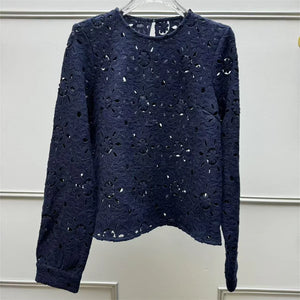 VILZSTUDIOS Floral Crochet Embroidered Puff Sleeve Blouse