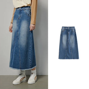 VILZSTUDIOS Vintage Casual Denim Maxi Skirt