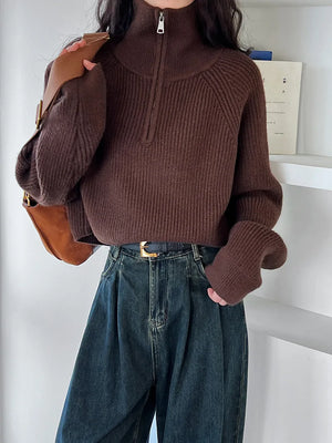 VILZSTUDIOS Turtleneck Semi-Zipper Knitwear Sweater