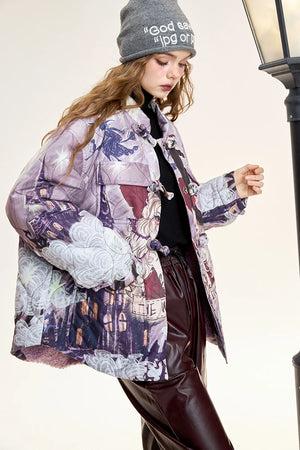 VILZSTUDIOS Trendy Original Printed Puffer Jacket