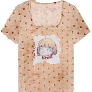 VILZSTUDIOS Polka Dot Cartoon Print T-Shirt