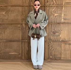 VILZSTUDIOS Stylish Belted Short Trench Coat