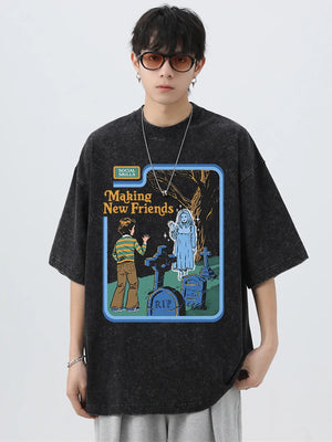 VILZSTUDIOS Retro Washed Oversized Soft Cotton T-Shirt