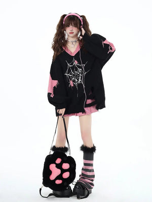 VILZSTUDIOS Gothic Oversized Spider Web Sweater