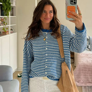 VILZSTUDIOS Casual Striped Knitted Cardigan
