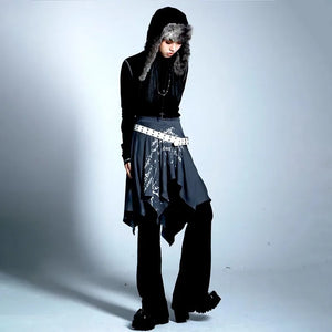 VILZSTUDIOS Graffiti Print Irregular Vintage Skirt Aesthetics