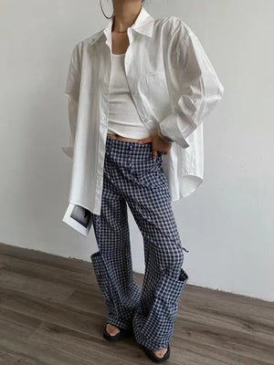 VILZSTUDIOS Chic Loose Fit Split Back Shirt