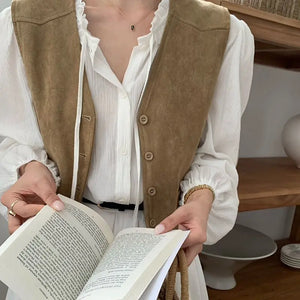 VILZSTUDIOS Cozy Vintage Loose V-Neck Vest