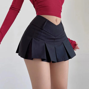 VILZSTUDIOS Sexy Pleated A-Line Mini Skirt