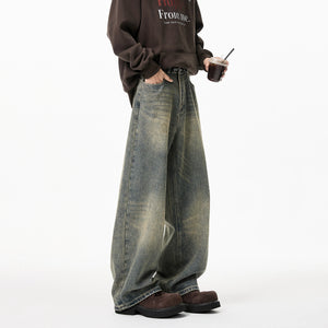VILZSTUDIOS Vintage Distressed Wide Leg Denim Jeans