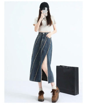 VILZSTUDIOS Chic Irregular High Waist Midi Skirt