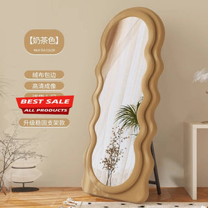VILZSTUDIOS JC Wave full-body mirror Floor Ultra-clear and non-deforming fitting Cream wind full-length Special-shaped mirror