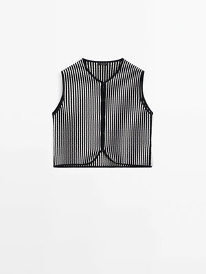 VILZSTUDIOS Chic Striped Knitted Vest