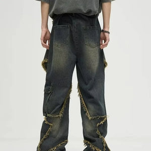 VILZSTUDIOS Retro Design Five Cornered Star Cargo Jeans