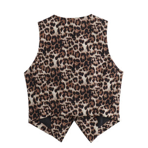 VILZSTUDIOS Leopard Print Cropped Vest