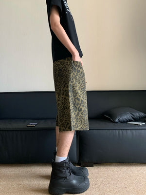 VILZSTUDIOS Leopard Fade Colossus Jorts Baggy Shorts