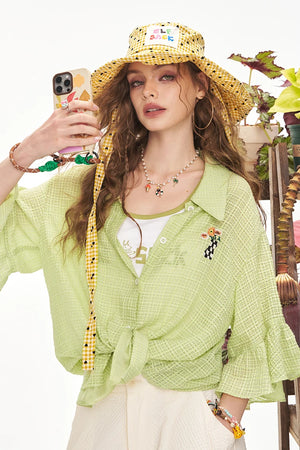 VILZSTUDIOS Fairy Pocket Lightweight Chic Short Shirt