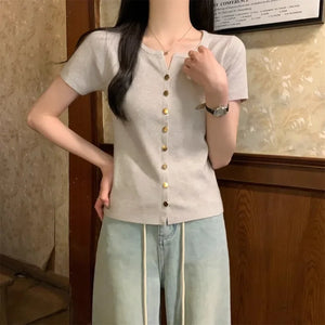 VILZSTUDIOS Basic Knitted Button Blouse