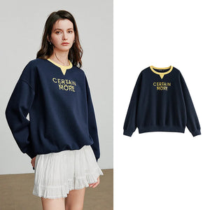 VILZSTUDIOS Contrasting Color Splicing Letter Print Shirt