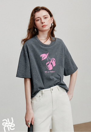 VILZSTUDIOS Cherry Printed Summer T-Shirt