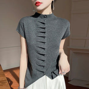 VILZSTUDIOS Luxurious Chinese Style Wool Blouse