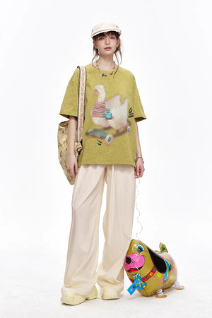 VILZSTUDIOS Printed Skating Duck Loose T-Shirt