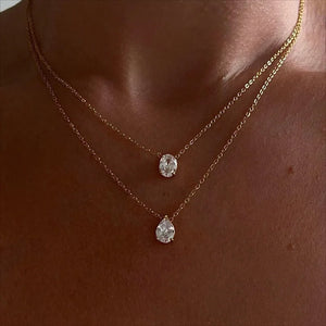 VILZSTUDIOS 18K Gold Water Drop Oval Lab Diamond Necklace