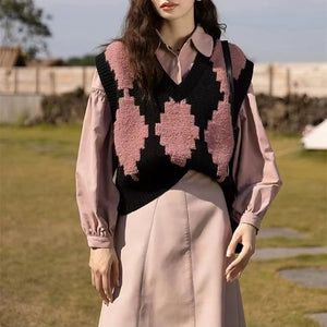 VILZSTUDIOS Cozy Loose V-Neck Knitted Vest