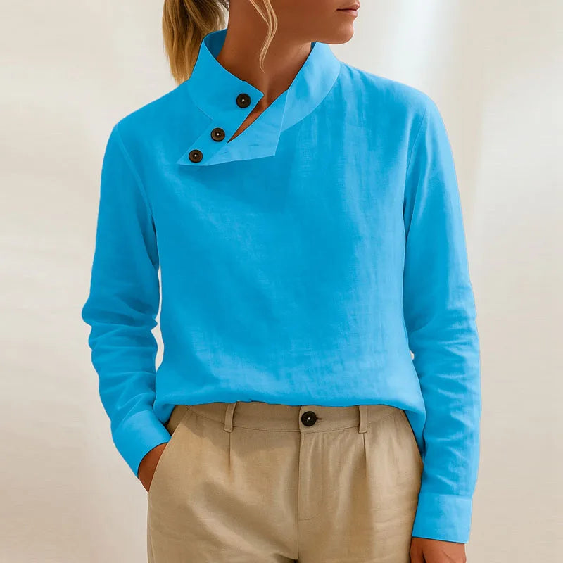 VILZSTUDIOS Elegant Solid Color Stand Collar Sweater