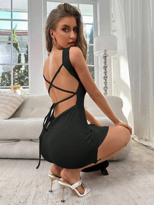 VILZSTUDIOS Elegant Backless Thigh Split Skirt