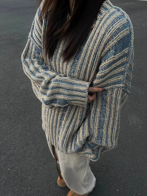 VILZSTUDIOS Contrast Color Retro Striped Knitted Sweaters