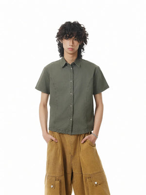 VILZSTUDIOS Retro Washed Distressed Cargo Shirt