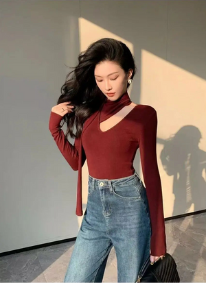 VILZSTUDIOS Slim V-Neck Long Sleeve Top