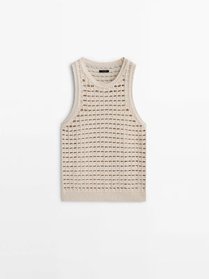 VILZSTUDIOS Sleeveless Knit Openwork Tank Top