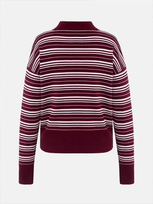 VILZSTUDIOS Retro Striped Knitted Polo Top