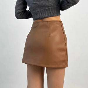 VILZSTUDIOS Elegant Black Leather Mini Skirts Women