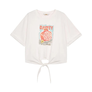 VILZSTUDIOS Fruit Printed Lace-Up Casual T-Shirt