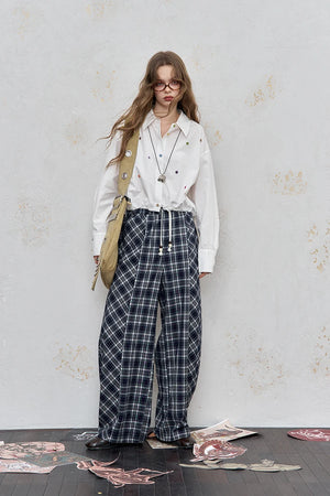 VILZSTUDIOS Stylish Loose Button Dots Shirt