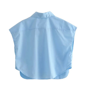 VILZSTUDIOS Elegant Cropped Sleeveless Shirt
