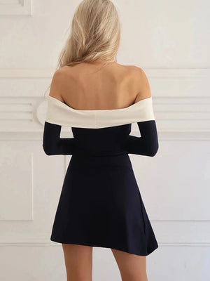VILZSTUDIOS Black Sexy Off Shoulder Long Sleeve Dress