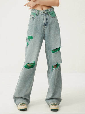 VILZSTUDIOS High Waist Wide Leg Ripped Jeans