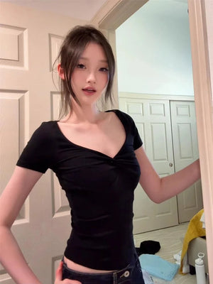 VILZSTUDIOS Sexy Basic Slim V-Neck T-Shirt