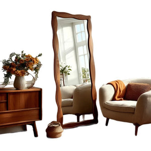 VILZSTUDIOS Vintage Style Solid Wood Tempered Mirror Full Length Floor Mirror for Home Living Room Bedroom Women's Dressing