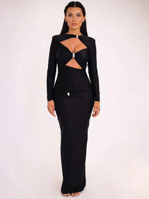 VILZSTUDIOS Sleek Sexy Long Sleeve Maxi Dress