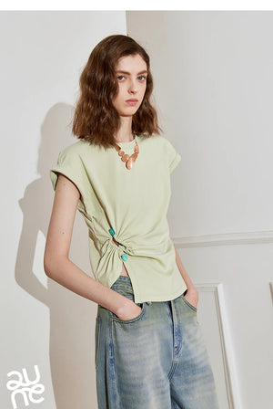 VILZSTUDIOS Lyocell Twisted Design Cotton T-Shirt